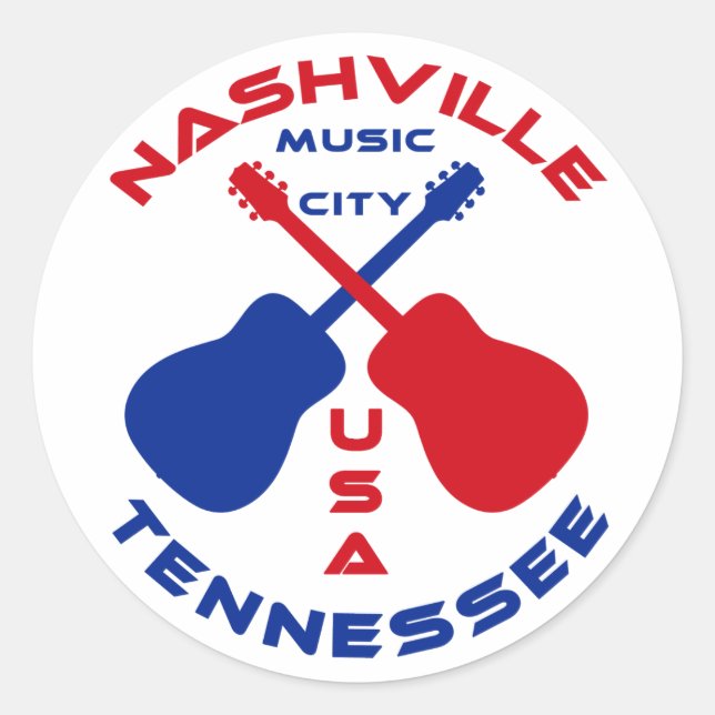 Nashville, Tennessee Music City USA Classic Round Sticker (Front)