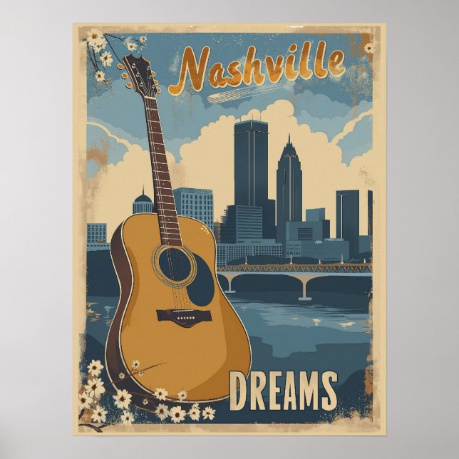 Nashville, Tennessee | Music City Vintage Poster (Front)