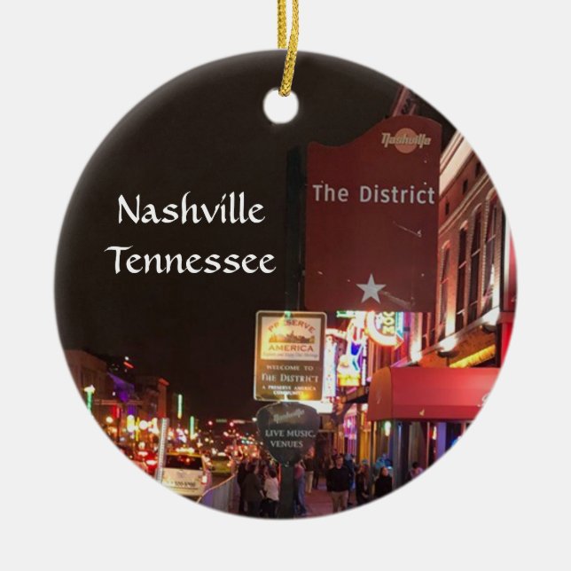 Nashville Tennessee Music Row Downtown Ceramic Tree Decoration (Front)
