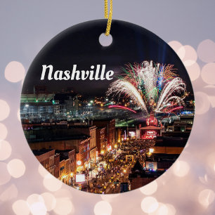 Nashville Tennessee Nightlife Photo Ceramic Tree Decoration