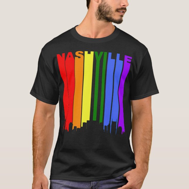 Nashville Tennessee Rainbow LGBT Gay Pride elephan T-Shirt (Front)