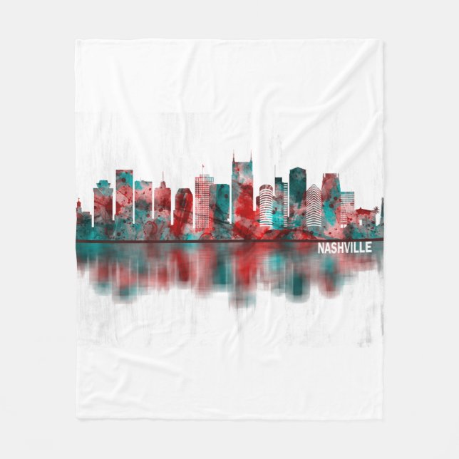 Nashville Tennessee Skyline Fleece Blanket (Front)