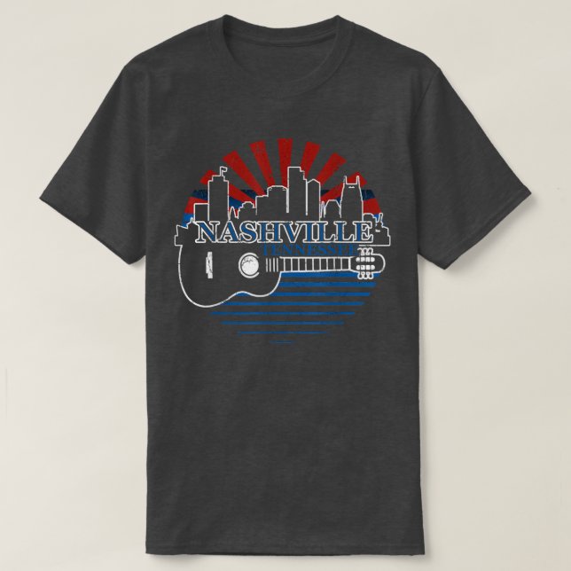 Nashville Tennessee Skyline Retro Country Music  T-Shirt (Design Front)