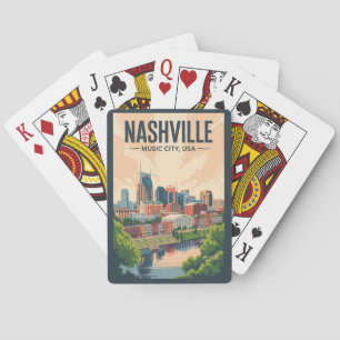 Nashville Tennessee Skyline Travel Art Vintage Playing Cards