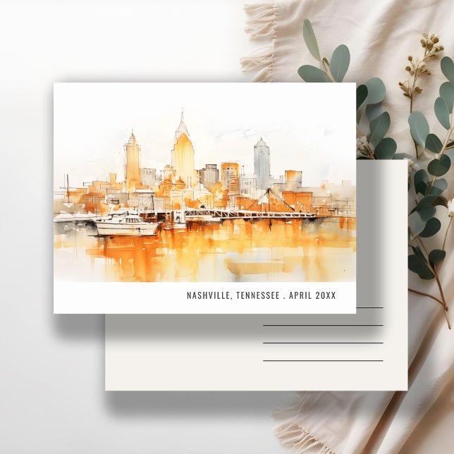 Nashville Tennessee Skyline Watercolor Travel Postcard (Creator Uploaded)