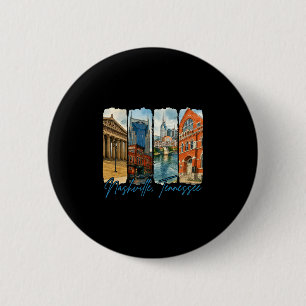 Nashville Tennessee Traveling Brushstroke Souvenir 6 Cm Round Badge