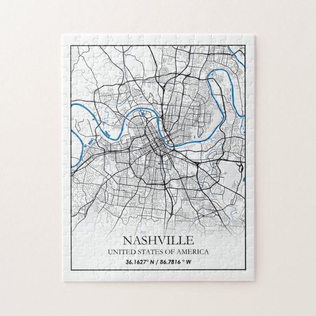 Nashville Tennessee USA Travel City Map Jigsaw Puzzle (Vertical)