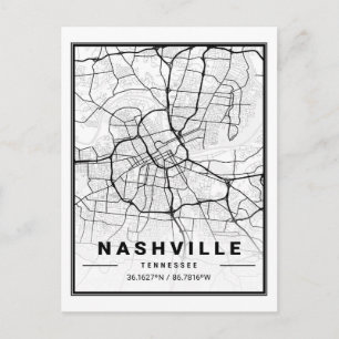 Nashville Tennessee USA Travel City Map Postcard