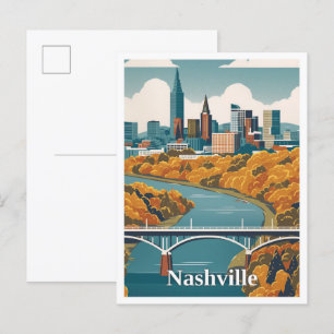Nashville Tennessee Vintage Travel Illustration Postcard