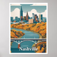Nashville Tennessee Vintage Travel Illustration