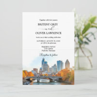 Nashville Tennessee Watercolor Skyline Wedding