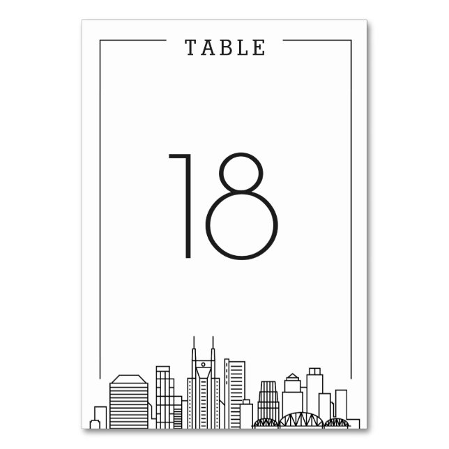 Nashville, Tennessee Wedding | Table Number (Front)