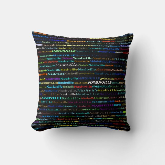 Nashville Text Design I Throw Pillow (Front)