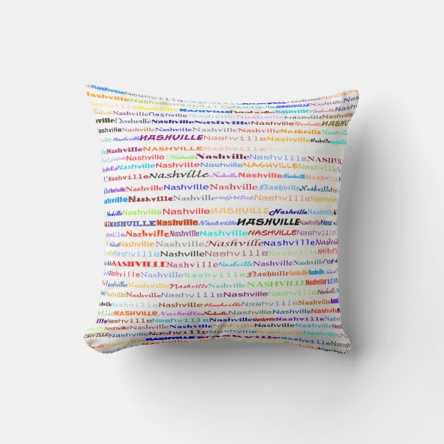 Nashville Text Design II Throw Pillow (Front)