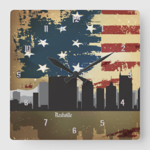 Nashville, TN  American Cities CityScape Clock