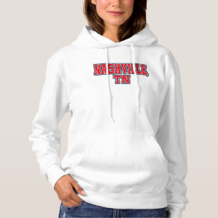 Nashville TN Bold Block Letter Design – Red White Hoodie