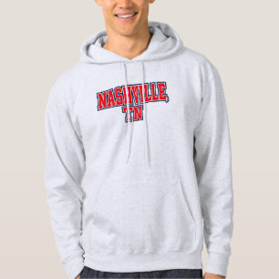 Nashville TN Bold Block Letter Design – Red White Hoodie