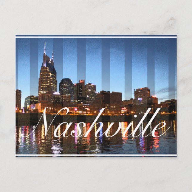 Nashville, TN Downtown Night Scene Postcard (Front)