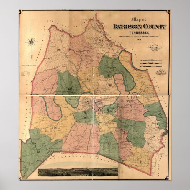 Nashville TN Historic Map Poster (Front)