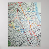 Nashville, TN Vintage Map Poster