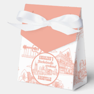Nashville Toile Bachelorette Coral Pink on White Favour Box