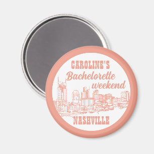 Nashville Toile Bachelorette Coral Pink on White Magnet