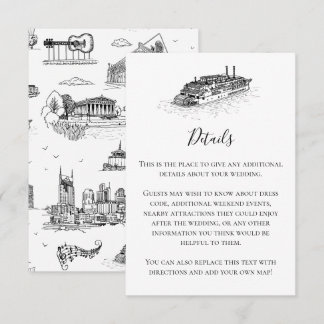 Nashville Toile Black and White Enclosure Card