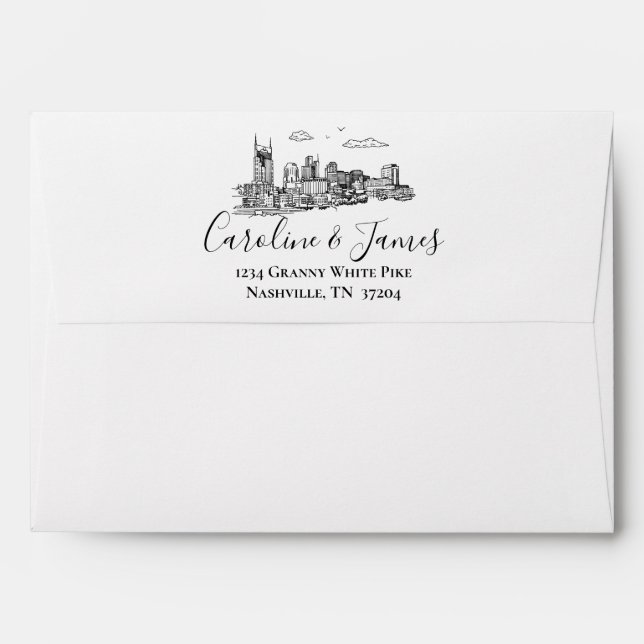 Nashville Toile Black and White Envelope (Back (Top Flap))