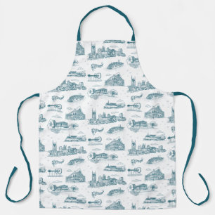 Nashville Toile Twilight on White Apron