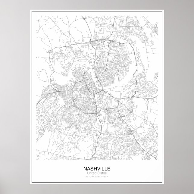Nashville, United States Minimalist Map Poster (Front)
