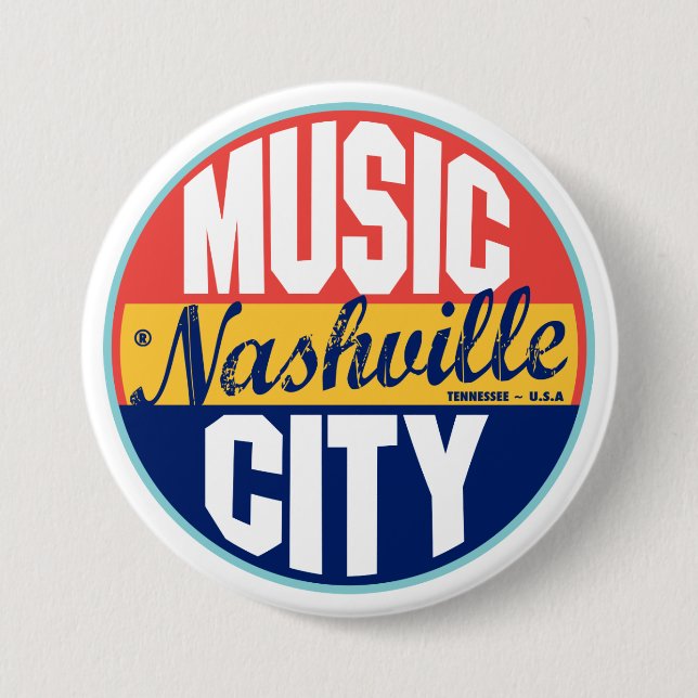 Nashville Vintage Label 7.5 Cm Round Badge (Front)