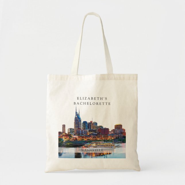 Nashville Watercolor Bachelorette Weekend Tote Bag (Front)