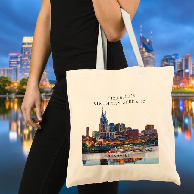 Nashville Watercolor Birthday Weekend Tote Bag (Nashville Watercolor Birthday Weekend Tote Bag)
