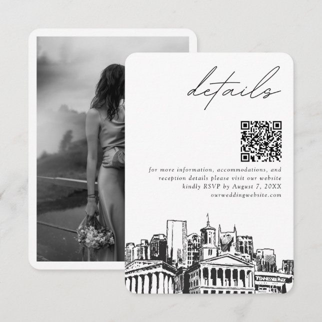 Nashville Wedding Details QR Code Small Enclosure Card (Front/Back)