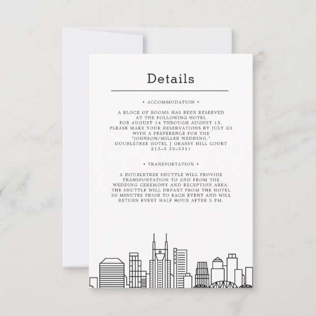 Nashville Wedding | Guest Details Invitation (Front)