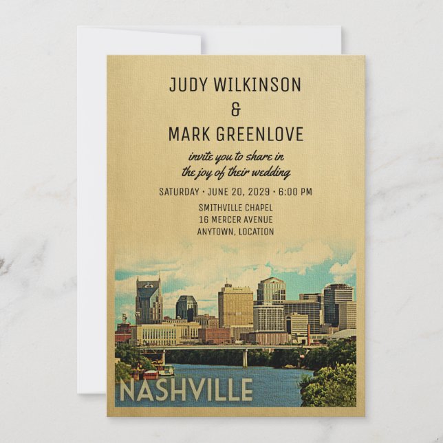 Nashville Wedding Invitation Tennessee (Front)