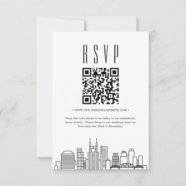 Nashville Wedding QR code RSVP Invitation (Front)