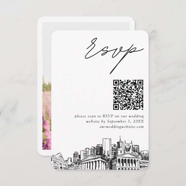 Nashville Wedding RSVP QR Code Small  Enclosure Card (Front/Back)
