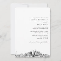 Nashville Wedding Skyline Sketch Invitation