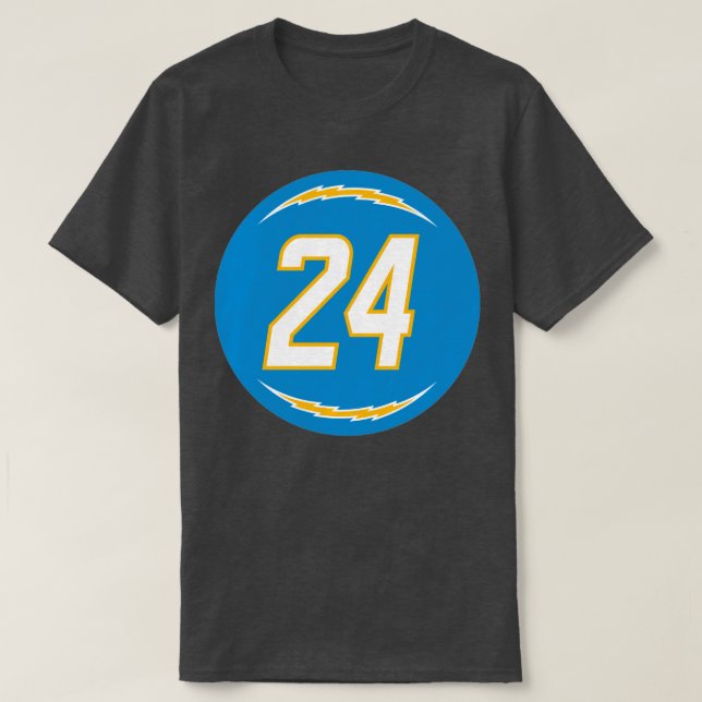 Nasir Adderley Number 24 Jersey Los Angeles Charge T-Shirt (Design Front)
