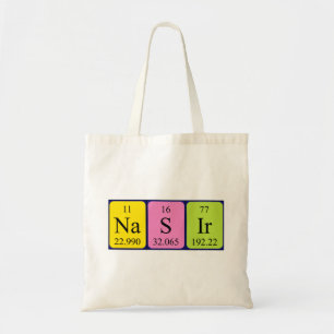 Nasir periodic table name tote bag