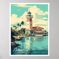 Nassau Bahamas Art Vintage Travel Illustration