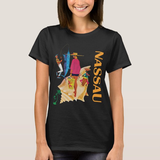 Nassau Bahamas Beach Palm Sunset Travel T-Shirt (Front)