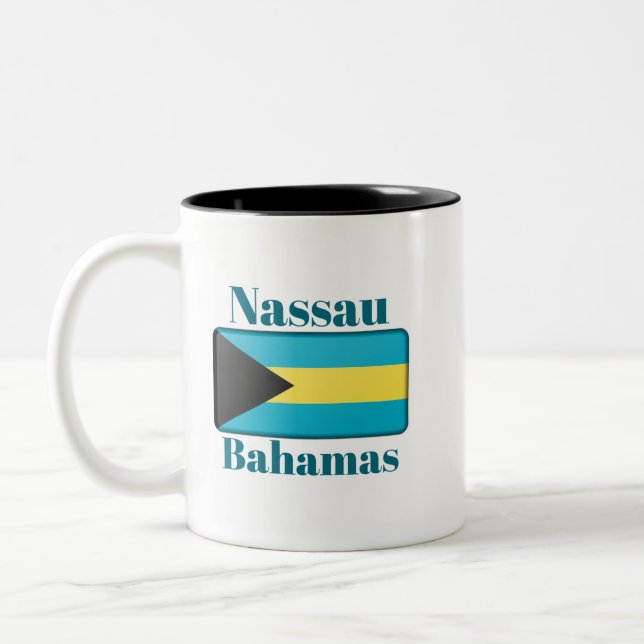 Nassau Bahamas Flag Two-Tone Coffee Mug (Left)