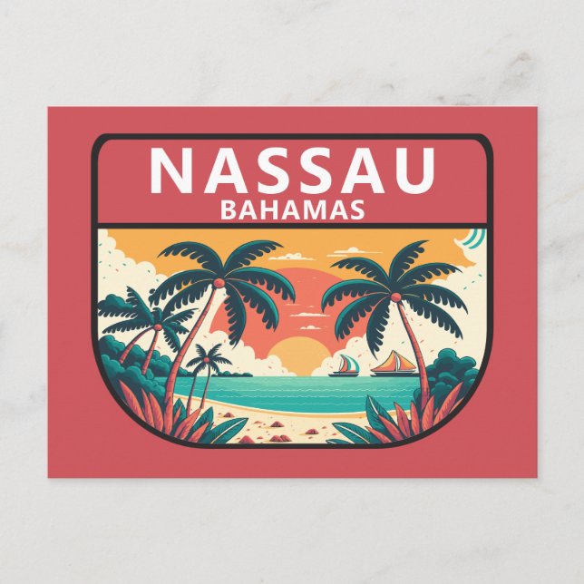 Nassau Bahamas Retro Emblem Postcard (Front)