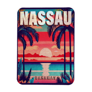 Nassau Bahamas Retro Sunset Souvenir 1950s Magnet