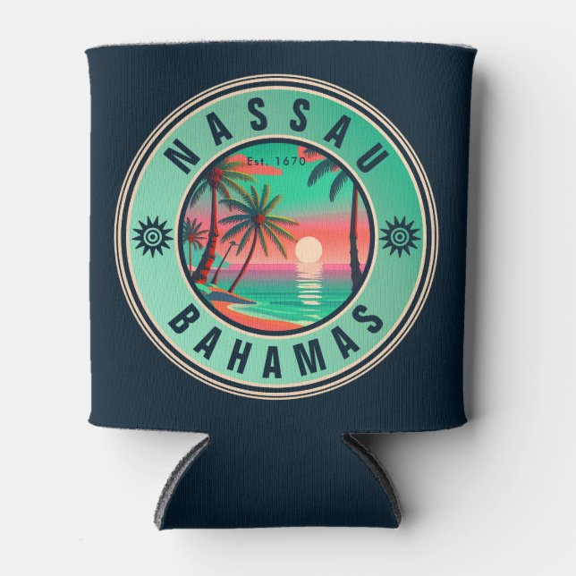 Nassau Bahamas Retro travel Souvenir 1950s Can Cooler (Front)