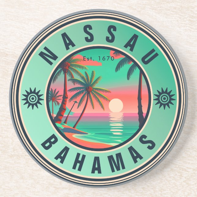 Nassau Bahamas Retro travel Souvenir 1950s Coaster (Front)
