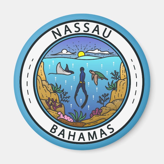 Nassau Bahamas Scuba Badge Magnet (Front)