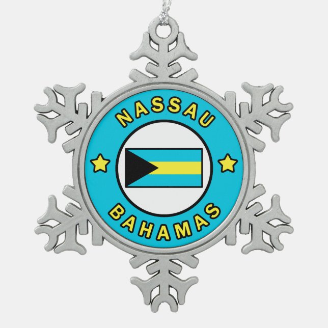Nassau Bahamas Snowflake Pewter Christmas Ornament (Front)